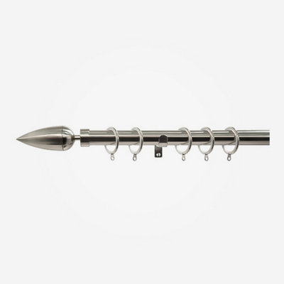Stainless Steel 28mm Teardrop Fixed Length Metal Curtain Pole  200cm