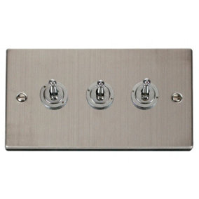 Stainless Steel 3 Gang 2 Way 10AX Toggle Light Switch - SE Home