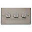 Stainless Steel 3 Gang 2 Way LED 100W Trailing Edge Dimmer Light Switch - SE Home