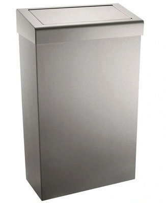 Stainless Steel 30 Ltr Wastebin - Flap Lid | DIY at B&Q