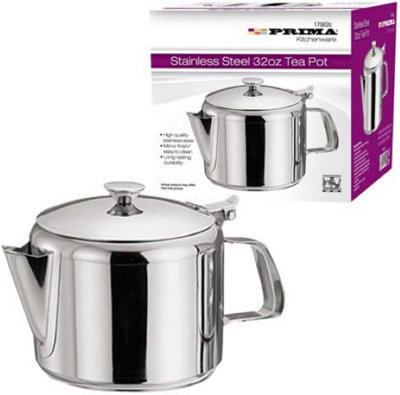 Stainless Steel 32oz Tea Pot Coffee Kitchen Flip Lid Handle Restaurant Hotel New