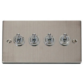 Stainless Steel 4 Gang 2 Way 10AX Toggle Light Switch - SE Home