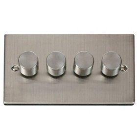 Stainless Steel 4 Gang 2 Way LED 100W Trailing Edge Dimmer Light Switch. - SE Home