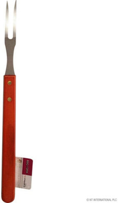 Stainless Steel Bbq Fork Wooden Handle Barbecue Grill Food Cooking Meat Diy Cooking
