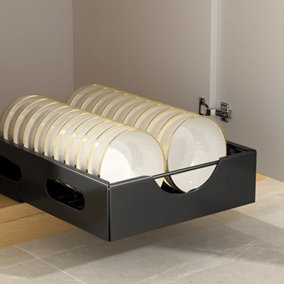 Stainless Steel Bowl Drying Rack with Slide Out Kitchen Utensil Holder Unit, 27.5 x 38.5 x 9 cm