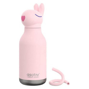 Stainless Steel Bunny Bestie Water Bottle with Reusable Flexi Straw 475ml