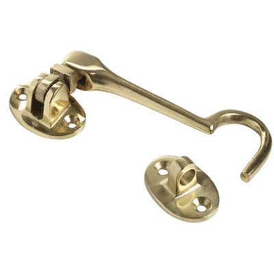 Stainless Steel Cabin Hook Silent Pattern 50mm (2 Inch) - Hook and Eye Latch for Securing Wooden Gates, Doors Sheds - 1Pack