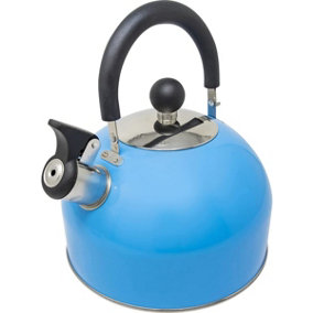 Stainless Steel Camping Kettle 2.5L Whistling Kettle for Gas Hob Stove Top Kettle Blue
