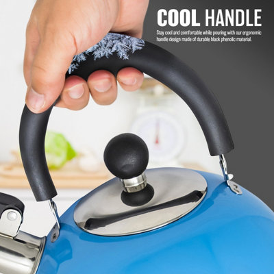 Stainless Steel Camping Kettle 2.5L Whistling Kettle for Gas Hob Stove Top Kettle Blue - 4