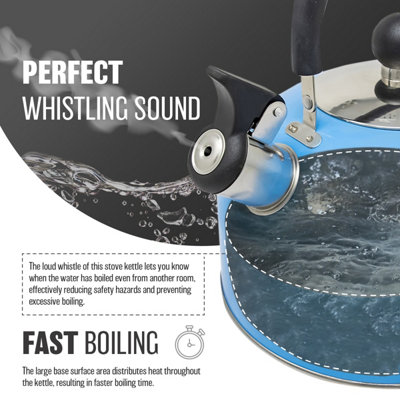 Stainless Steel Camping Kettle 2.5L Whistling Kettle for Gas Hob Stove Top Kettle Blue - 5