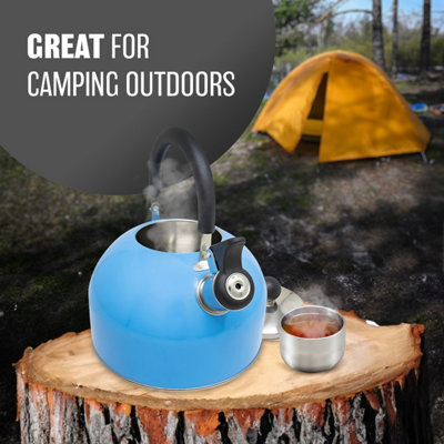 Stainless Steel Camping Kettle 2.5L Whistling Kettle for Gas Hob Stove Top Kettle Blue - 7