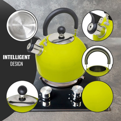 Stainless Steel Camping Kettle 2.5l Whistling Kettle For Gas Hob Stove Top Kettle Green - 3