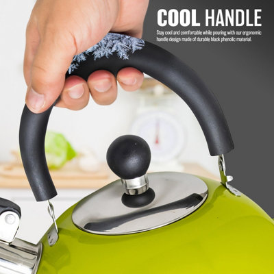 Stainless Steel Camping Kettle 2.5l Whistling Kettle For Gas Hob Stove Top Kettle Green - 4