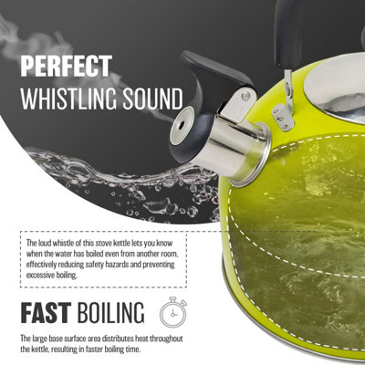 Stainless Steel Camping Kettle 2.5l Whistling Kettle For Gas Hob Stove Top Kettle Green - 5