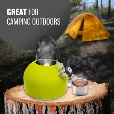 Stainless Steel Camping Kettle 2.5l Whistling Kettle For Gas Hob Stove Top Kettle Green - 7