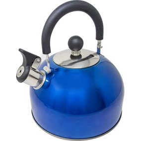 Stainless Steel Camping Kettle 2.5L Whistling Kettle for Gas Hob Stove Top Kettle Metallic Blue