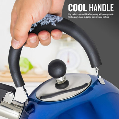 Stainless Steel Camping Kettle 2.5L Whistling Kettle for Gas Hob Stove Top Kettle Metallic Blue - 4