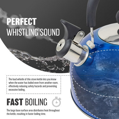 Stainless Steel Camping Kettle 2.5L Whistling Kettle for Gas Hob Stove Top Kettle Metallic Blue - 5