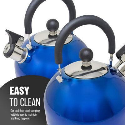 Stainless Steel Camping Kettle 2.5L Whistling Kettle for Gas Hob Stove Top Kettle Metallic Blue - 8