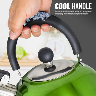 Stainless Steel Camping Kettle 2.5L Whistling Kettle for Gas Hob Stove Top Kettle Metallic Green - 4
