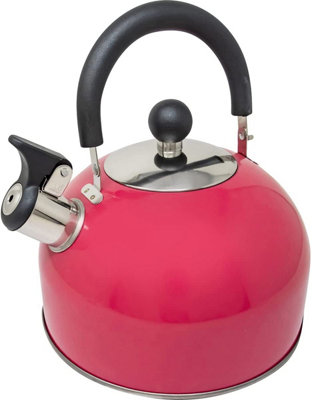 Stainless Steel Camping Kettle 2.5L Whistling Kettle for Gas Hob Stove Top Kettle Pink