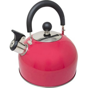 Stainless Steel Camping Kettle 2.5L Whistling Kettle for Gas Hob Stove Top Kettle Pink