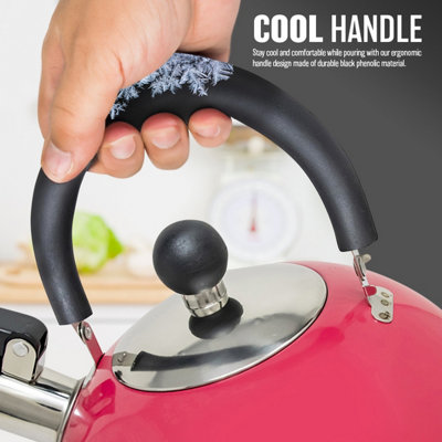 Stainless Steel Camping Kettle 2.5L Whistling Kettle for Gas Hob Stove Top Kettle Pink - 4