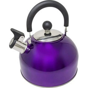 Stainless Steel Camping Kettle 2.5L Whistling Kettle for Gas Hob Stove Top Kettle Purple