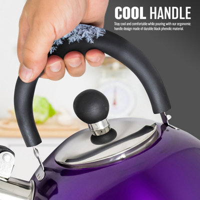 Stainless Steel Camping Kettle 2.5L Whistling Kettle for Gas Hob Stove Top Kettle Purple - 4