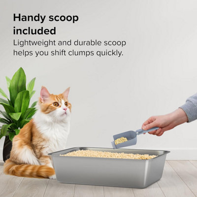 Stainless Steel Cat Litter Tray Box Large High Sided for Cats Rabbits Non Stick Surface Anti-slip Rubber Bottom - 4