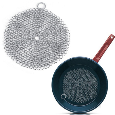 Stainless Steel Chainmail Scrubber Rust Proof Scraper Cleaner for Cast ...
