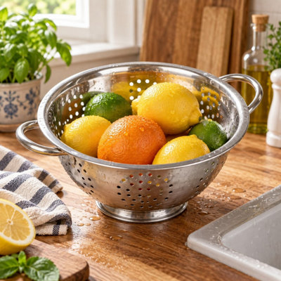 Stainless Steel Colander w/ Handles for Pasta, Rice, Vegetables & Fruit ...