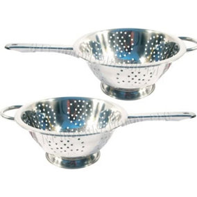 Stainless Steel Colander With Long Handle Deep Pasta Spaghetti Salad Strainer 28cm
