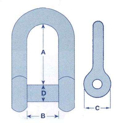 Stainless Steel Countersunk D Shackle Slotted Head 12MM (Dee Marine ...