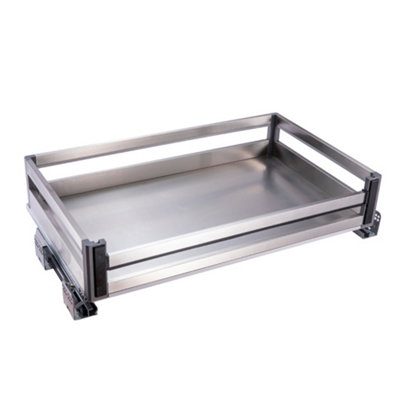 Stainless Steel Cupboard Drawer Cabinet Pull-Out Storage Basket for Kitchen,Silver,L 81.4 cm