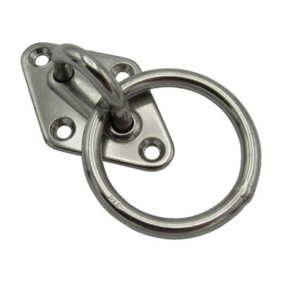 Stainless Steel Diamond Eye Plate with Ring 6MM (Boat Deck Attachment Point)
