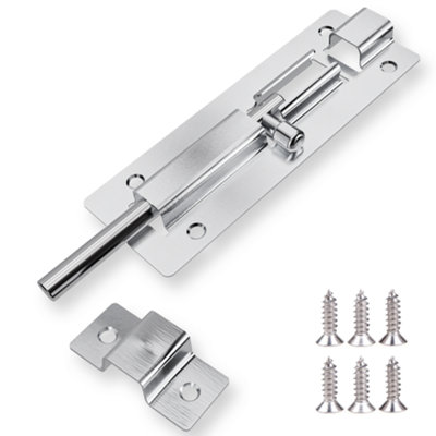 Stainless Steel Door Security Bolts, Slide Latch Lock with Screws - 75MM