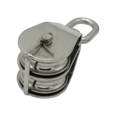 Stainless Steel Double Pulley Block 25MM (Wheel Swivel Eye Rope Becket)