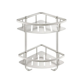 Stainless Steel Double Shower Corner Caddy Basket