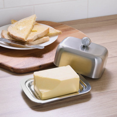 Stainless Steel Double Walled Butter Dish for 250g Butter, Keeps Butter ...