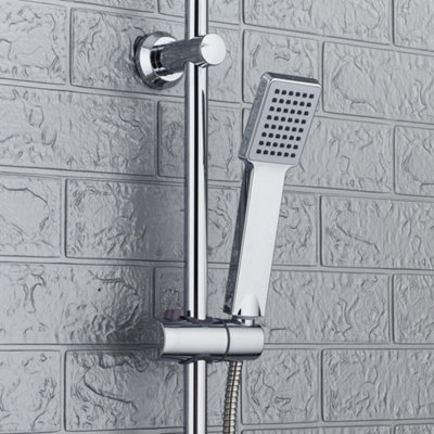 Stainless Steel Dual 2 Mixer Shower Heads Rainfall Rail Hose Riser Kit ...