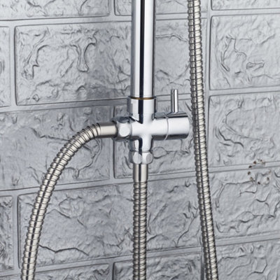 Stainless Steel Dual 2 Mixer Shower Heads Rainfall Rail Hose Riser Kit ...