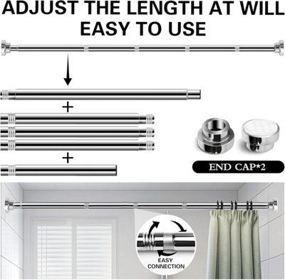 Adjustable spring loaded tension rod shower extendable curtain closet