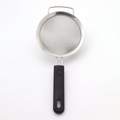 Stainless Steel Fine Mesh Strainer Sieve - Black Handle, Durable & Efficient 14cm