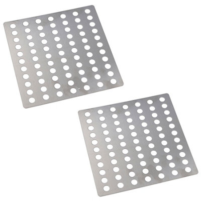Stainless Steel Flat Drain Guard Cover Plate Grid 150mm x 150mm Rustproof 2pc