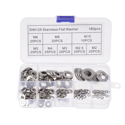 Stainless Steel Flat Washers Assortment Washers Hardware Set 8 sizes ...