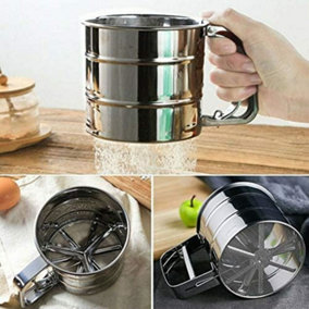 Stainless Steel Flour Sifter Mesh Icing Sieve Shaker Kitchen Tool