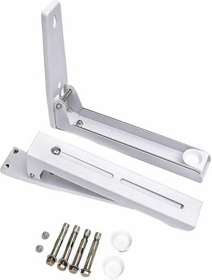 Stainless Steel Foldable Microwave Oven Wall Mount Bracket, White