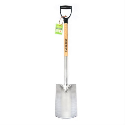 Stainless Steel Garden Digging Spade - Ash Wood Shaft - D-Shaped ...