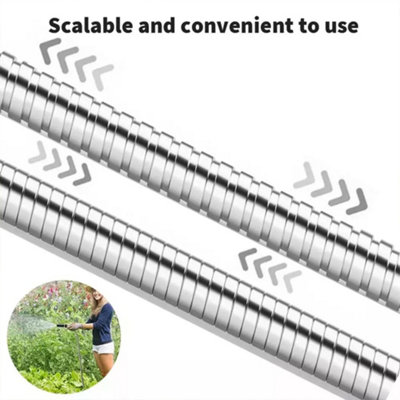 Stainless Steel Garden Hose Pipe Water Rust-Proof Kink-Free With Spray Gun